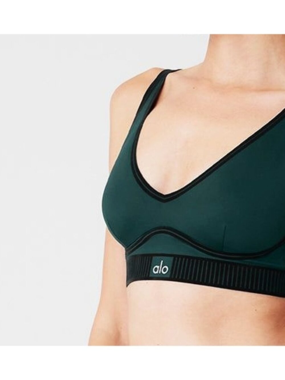 Alo Airlift Line Up Bra Midnight Green Padded Sports Bralette Tank Crop Top S - Picture 3 of 9